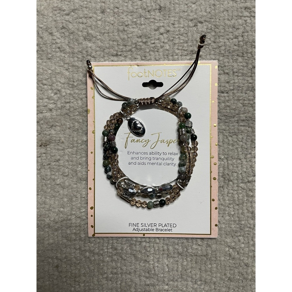 Fancy Jasper Silver Plated Bracelet 'Relax/Tranquility/Mental Clarity'